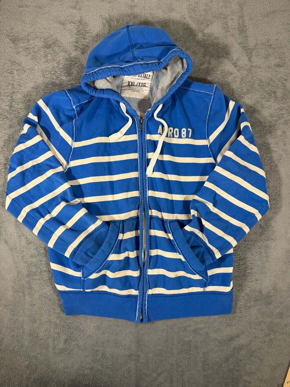 Aeropostale Striped Zip Up Hoodie Jacket XXL Blue White
Y2K